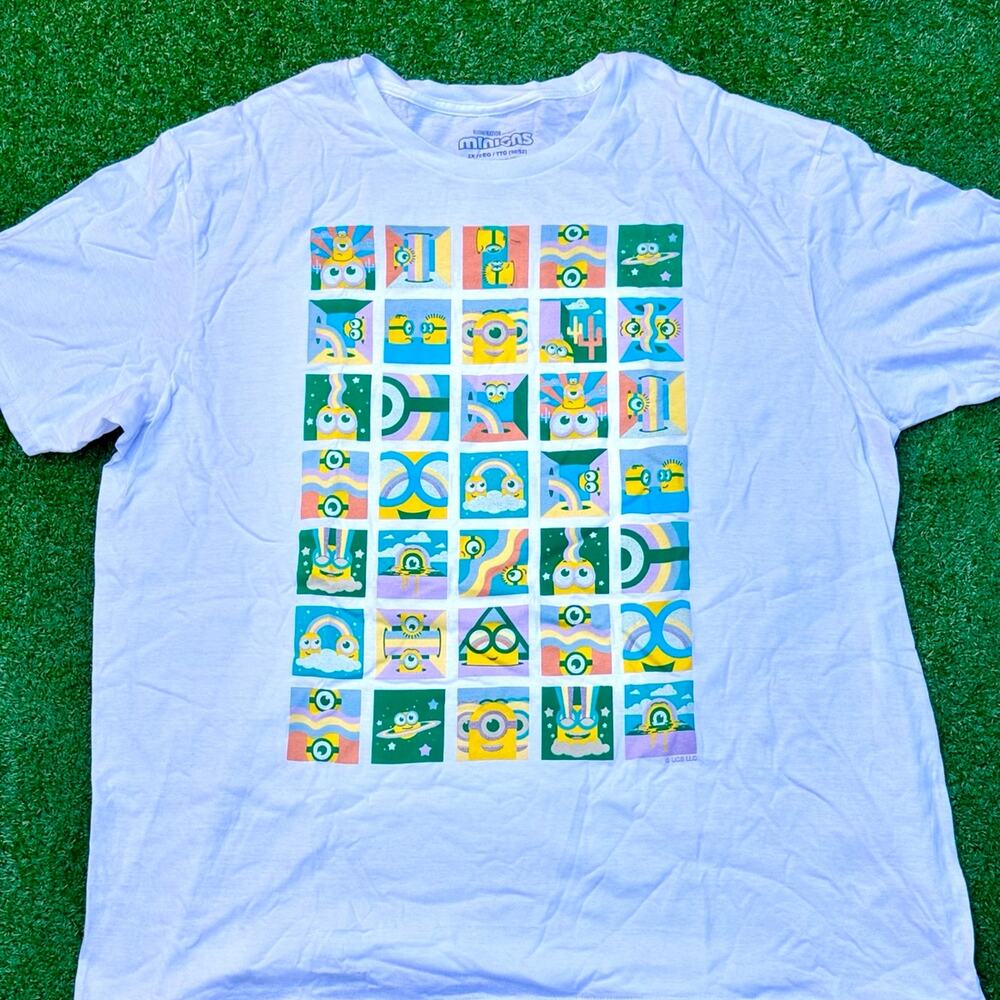 ILLUMINATION MINIONS T Shirt Collage Of Minions Shirt White Graphic Tee